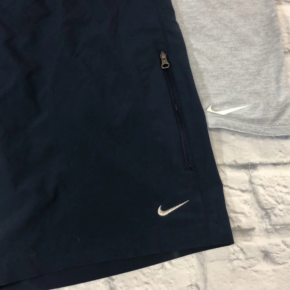Nike Shorts and T-shirt set. Light Gray & Navy Blue. Size Small